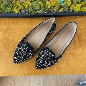 Jean Michel Cazabat Crystal Studded Suede Flats Black EU 40 Designer